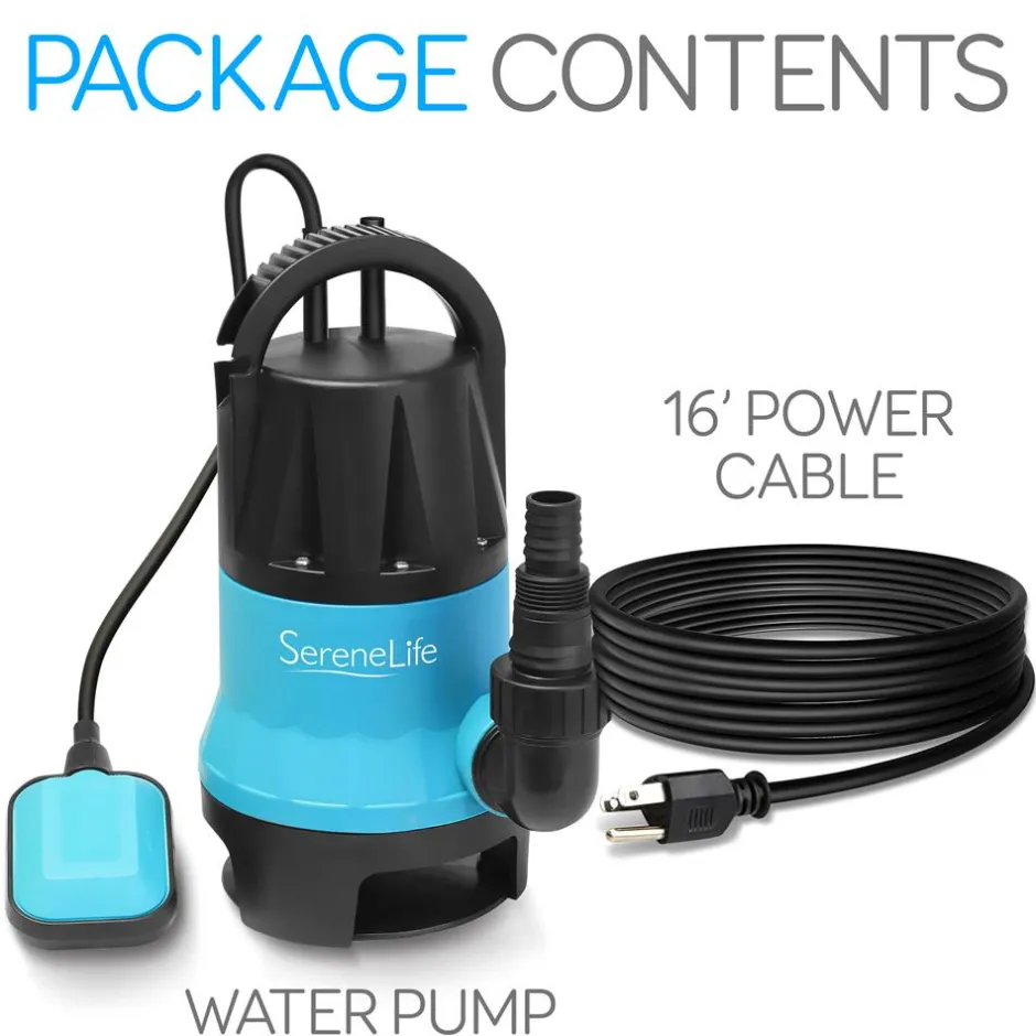 Submersible Sump Pump 1980GPH Auto Float Switch Blue 16ft Cord<SereneLife Online