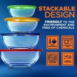 Superior Glass Mixing Bowls With Pe Lids<NutriChef Outlet