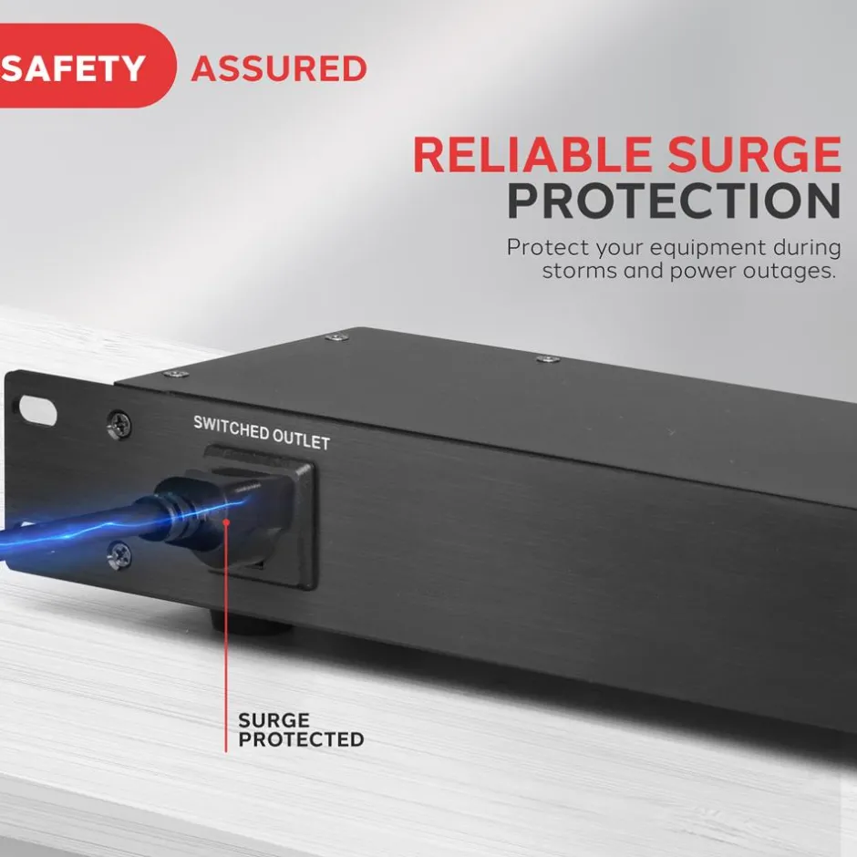 Surge Protector Power Strip 9 Outlets 15A Rack Mount AC Filter<Pyle Hot