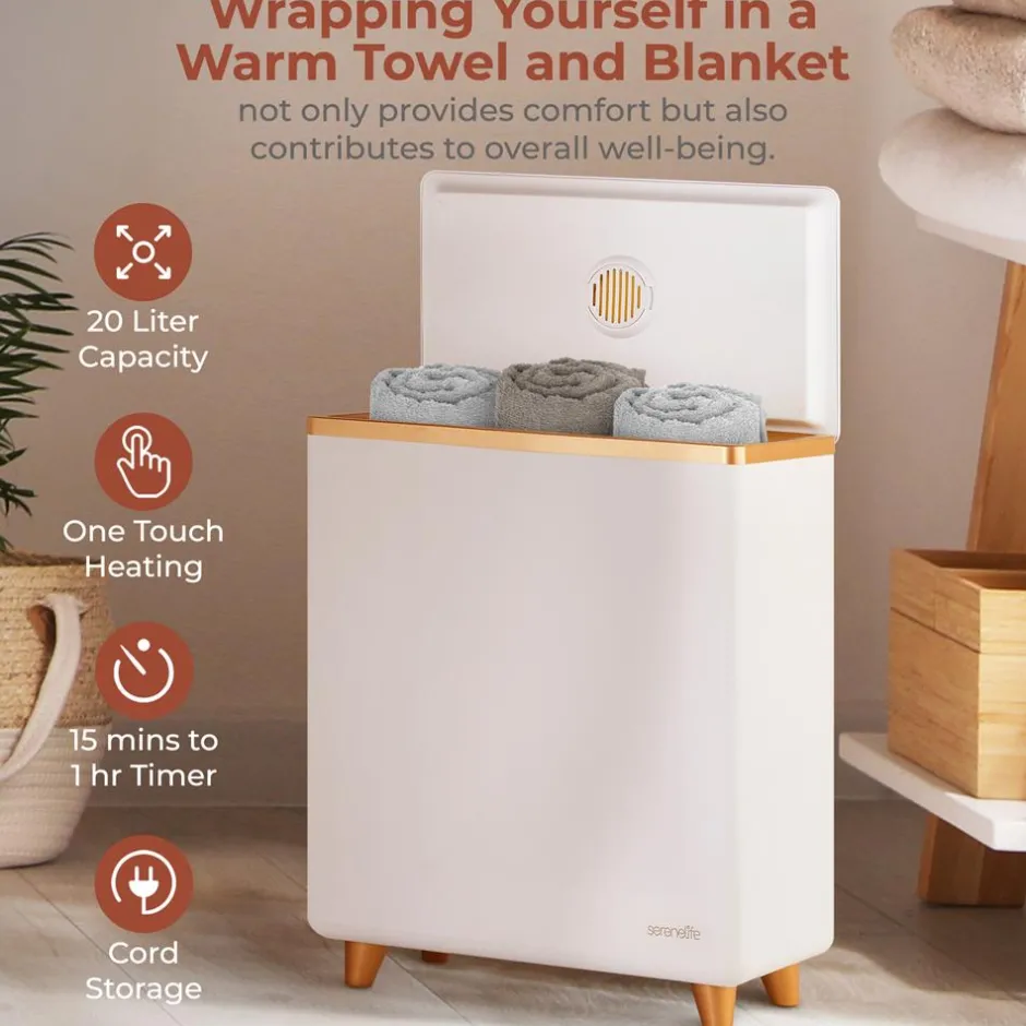 Towel Warmer with Auto Shut-Off, Holds 2 Towels, Rose Gold<SereneLife Discount