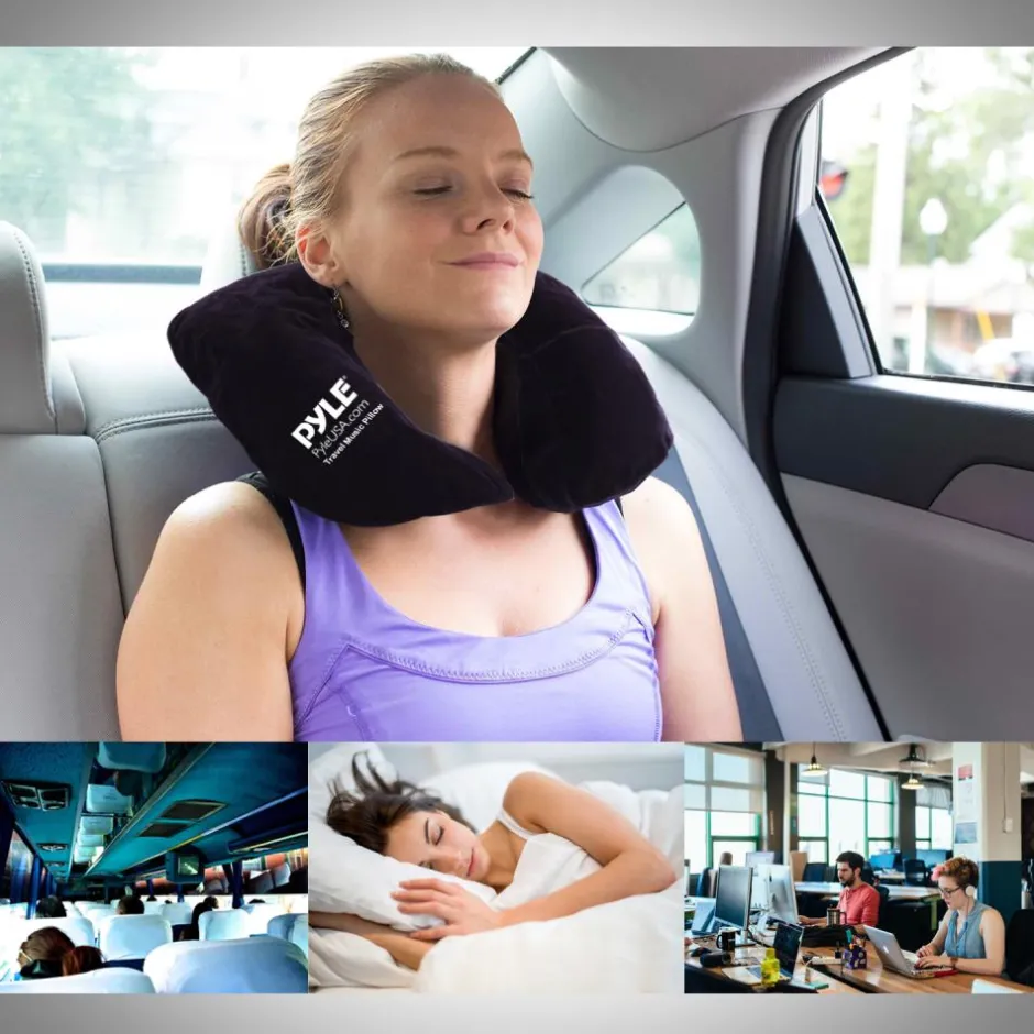 Travel Music Pillow - Neck Support, Bluetooth Speakers, Rechargeable Battery<Pyle Best
