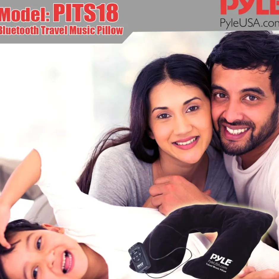 Travel Music Pillow - Neck Support, Bluetooth Speakers, Rechargeable Battery<Pyle Best