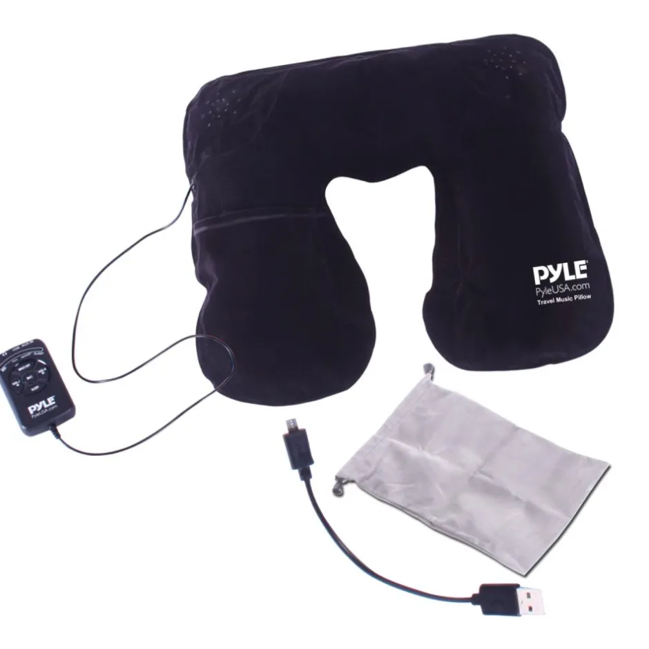Travel Music Pillow - Neck Support, Bluetooth Speakers, Rechargeable Battery<Pyle Best