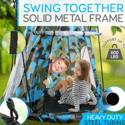 Tree Swing Tent for Kids - Relaxing Fun, Padded Seat, Camo<SereneLife New