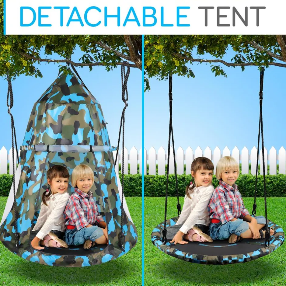 Tree Swing Tent for Kids - Relaxing Fun, Padded Seat, Camo<SereneLife New