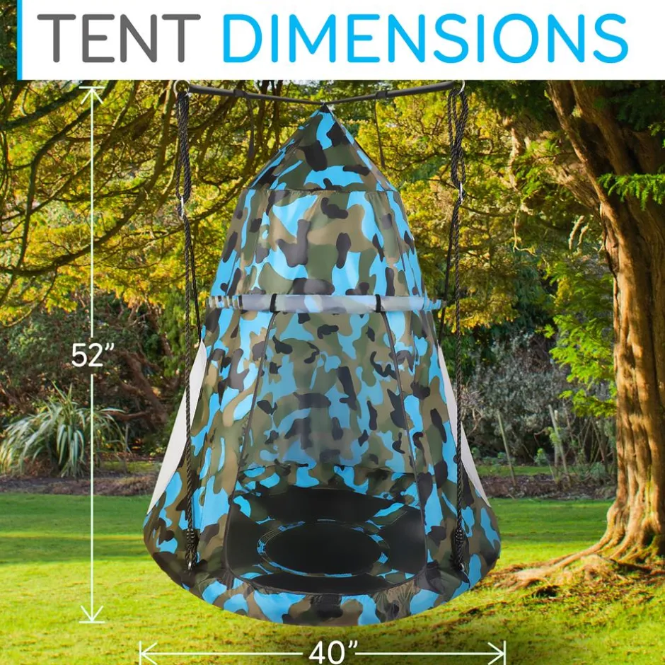 Tree Swing Tent for Kids - Relaxing Fun, Padded Seat, Camo<SereneLife New