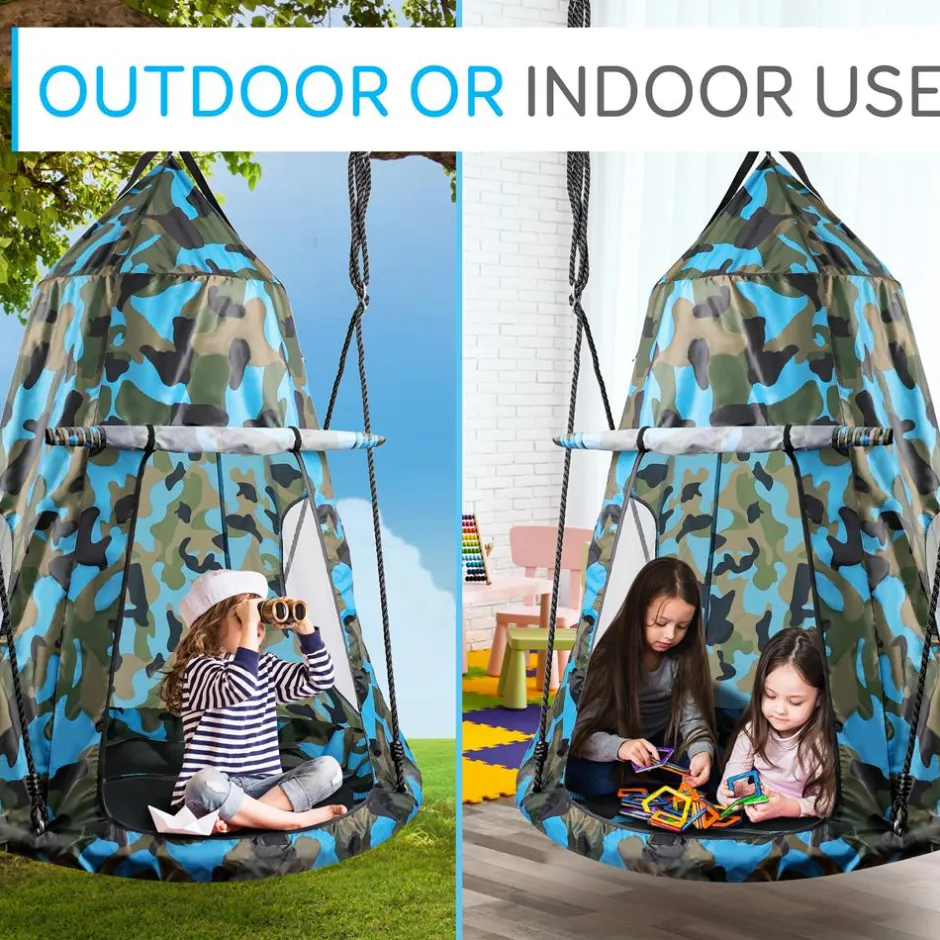 Tree Swing Tent for Kids - Relaxing Fun, Padded Seat, Camo<SereneLife New