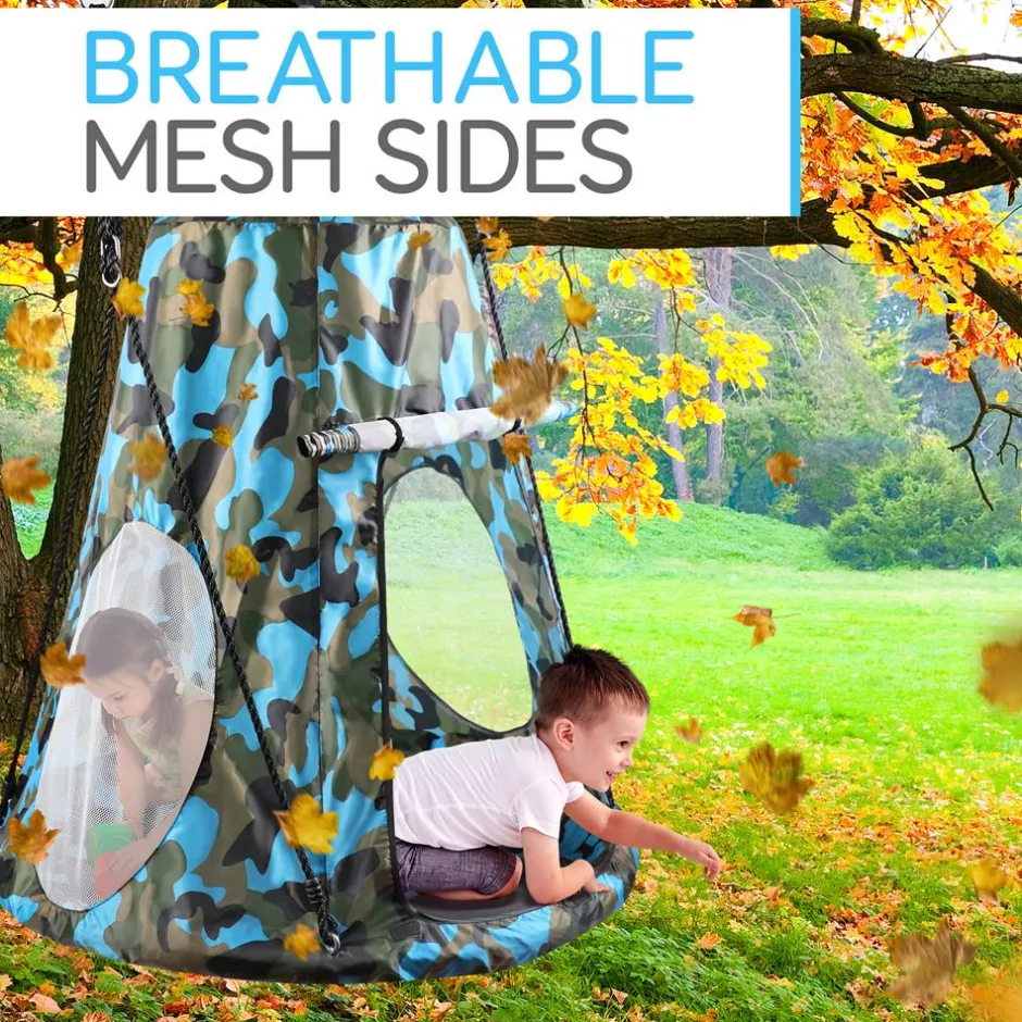 Tree Swing Tent for Kids - Relaxing Fun, Padded Seat, Camo<SereneLife New