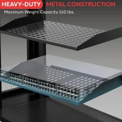 2U Server Rack Shelf, Enhanced Airflow, Heavy-Duty Steel, Black<Pyle Hot
