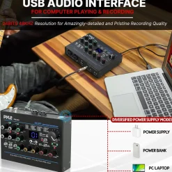 USB Audio Interface - Pristine Recording - 24 Digital Effects - Compact Size<Pyle Online