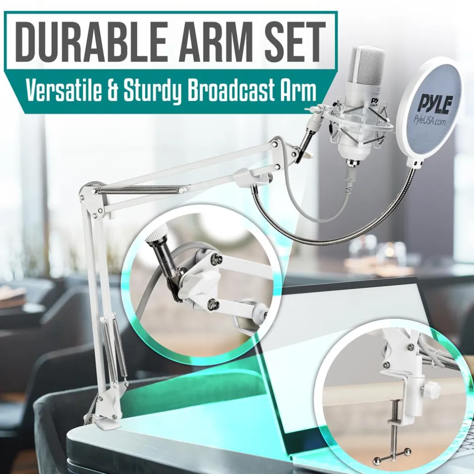 USB Condenser Microphone Kit - Studio Quality, Cardioid, White<Pyle Hot