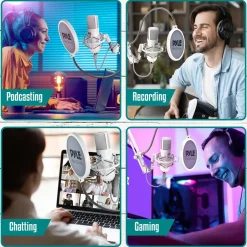 USB Condenser Microphone Kit - Studio Quality, Cardioid, White<Pyle Hot