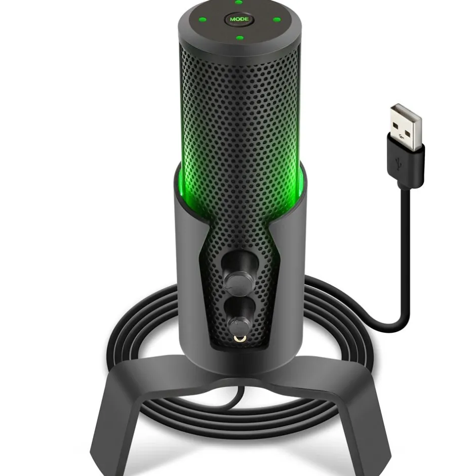 USB Microphone 4 Modes Condenser RGB LED for Gaming/Podcasting<Pyle Hot