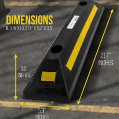 Vehicle Wheel Stop 4-Pack, Parking Assistance, Reflective Rubber, Yellow<Pyle Online