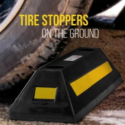 Vehicle Wheel Stop 4-Pack, Parking Assistance, Reflective Rubber, Yellow<Pyle Online