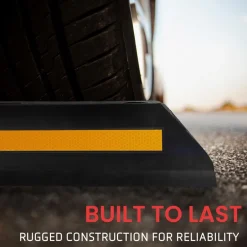 Vehicle Wheel Stops, Parking Aid, High-Density Rubber, Yellow Reflective<Pyle New