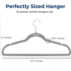 Velvet Hangers 10 Pack - Non-Slip, Space-Saving, 360¬∞ Swivel Hook, Grey<SereneLife Sale