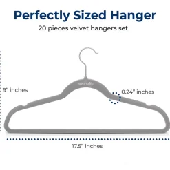 Velvet Hangers 20-Pack, Non-Slip, Space-Saving, 360¬∞ Swivel Hook, Gray<SereneLife Best