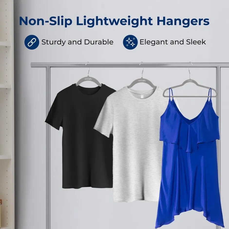Velvet Hangers 20-Pack, Non-Slip, Space-Saving, 360° Swivel Hook, Gray<SereneLife Best