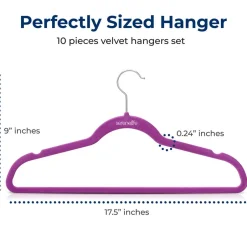 Velvet Hangers 10-Pack, Non-Slip, 360¬∞ Swivel Hook, Space-Saving, Purple<SereneLife Sale
