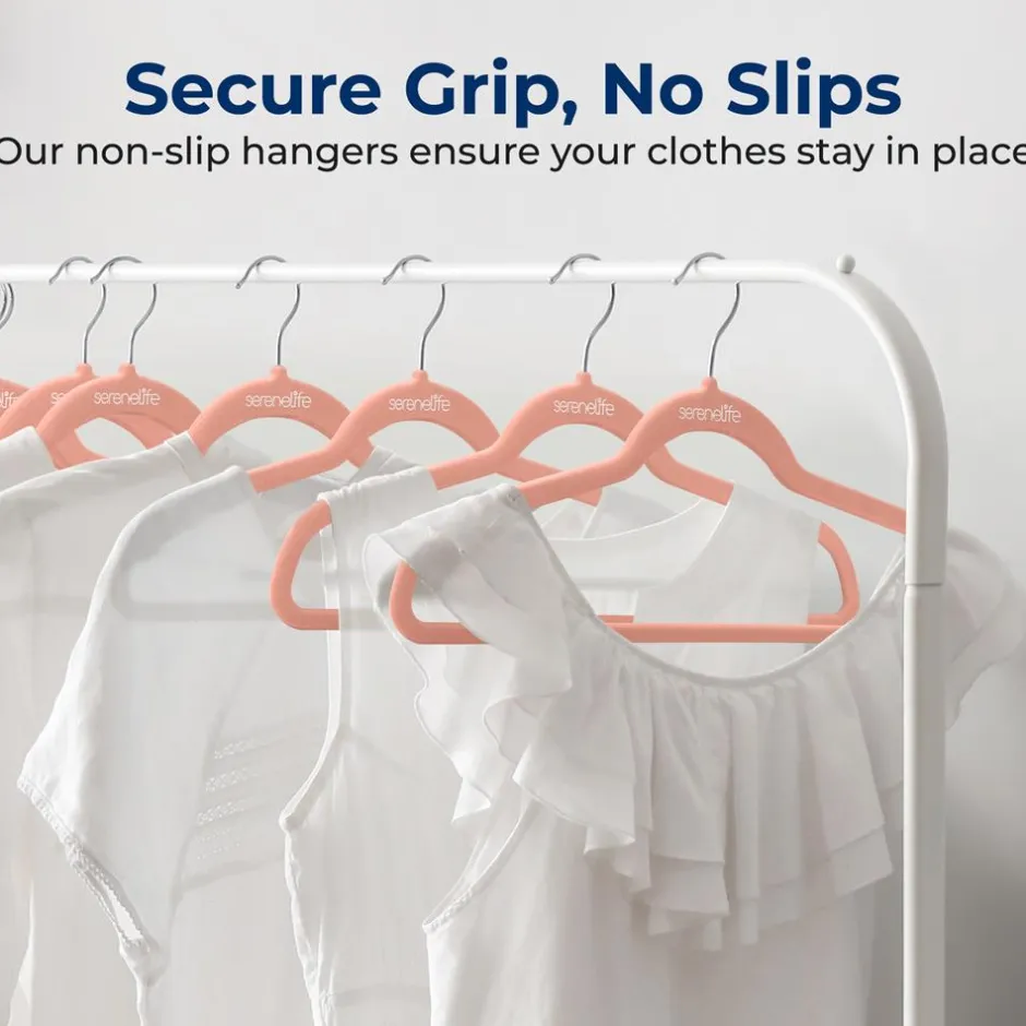Velvet Hangers 20-Pack, Non-Slip, Space-Saving, 360° Swivel Hook, Pink<SereneLife Best