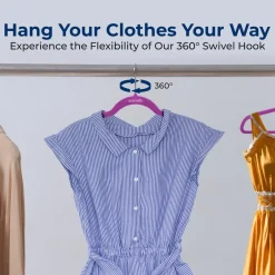 Velvet Hangers 20-Pack, Non-Slip, Space-Saving, 360° Swivel Hook, Purple<SereneLife New