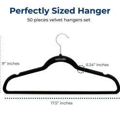 Velvet Non-Slip Hangers 50-Pack, Space-Saving, 360¬∞ Swivel Hook<SereneLife Online