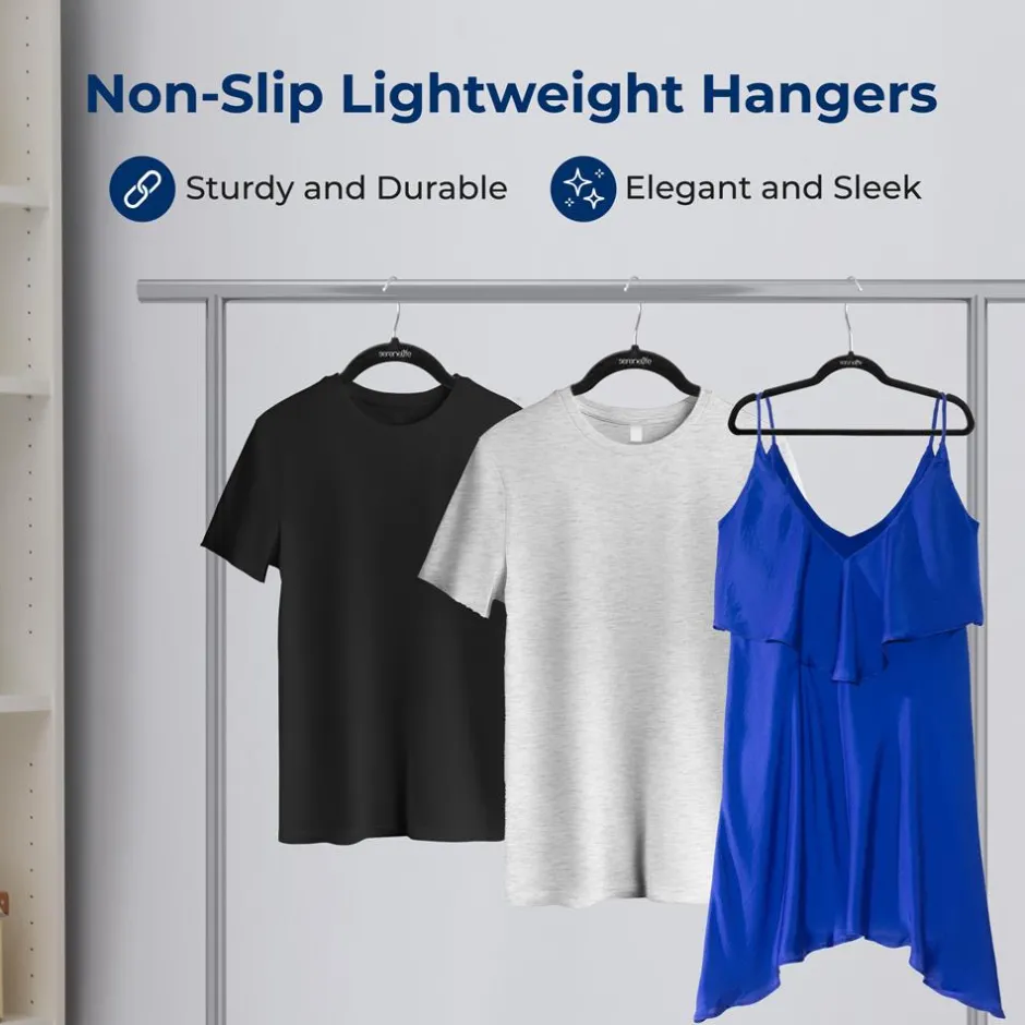 Velvet Non-Slip Hangers 50-Pack, Space-Saving, 360° Swivel Hook<SereneLife Online
