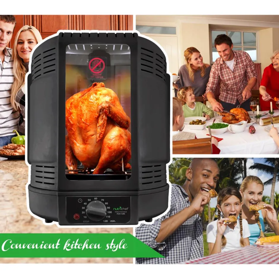 Vertical Rotisserie Oven, Fat-Reducing, Dual Heating, See-Through Window<NutriChef Best