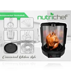 Vertical Rotisserie Oven, Fat-Reducing, Dual Heating, See-Through Window<NutriChef Best