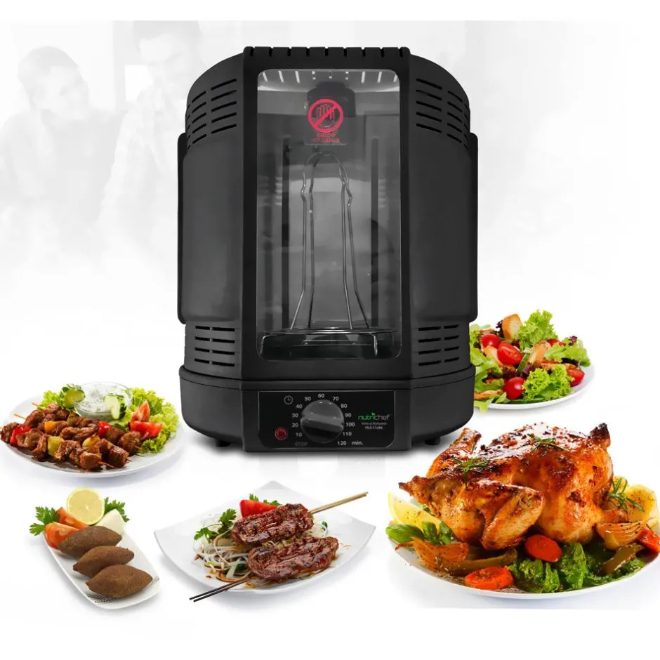 Vertical Rotisserie Oven, Fat-Reducing, Dual Heating, See-Through Window<NutriChef Best