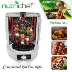 Vertical Rotisserie Oven - Fat-Reducing Dual Heating - White<NutriChef Discount