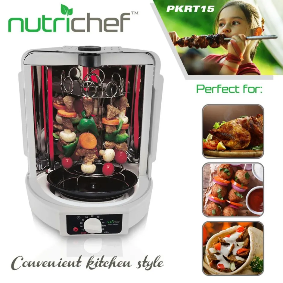 Vertical Rotisserie Oven - Fat-Reducing Dual Heating - White<NutriChef Discount