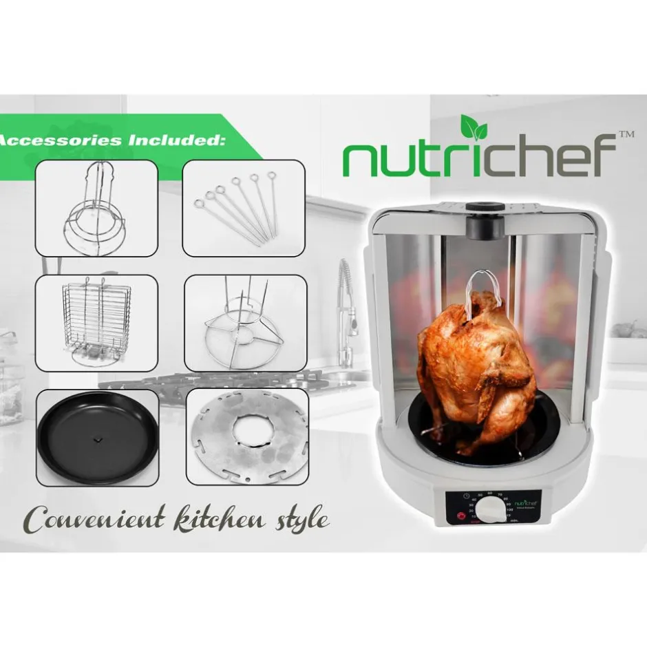 Vertical Rotisserie Oven - Fat-Reducing Dual Heating - White<NutriChef Discount