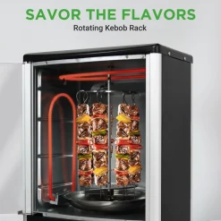 Vertical Rotisserie Oven, 2 Shelves, 1500W, Tempered Glass Door<NutriChef