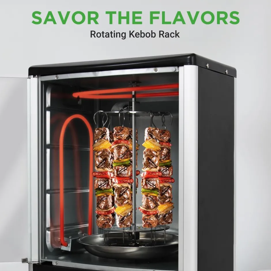 Vertical Rotisserie Oven, 2 Shelves, 1500W, Tempered Glass Door<NutriChef