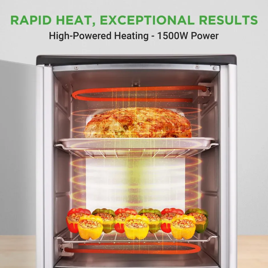Vertical Rotisserie Oven, 2 Shelves, 1500W, Tempered Glass Door<NutriChef