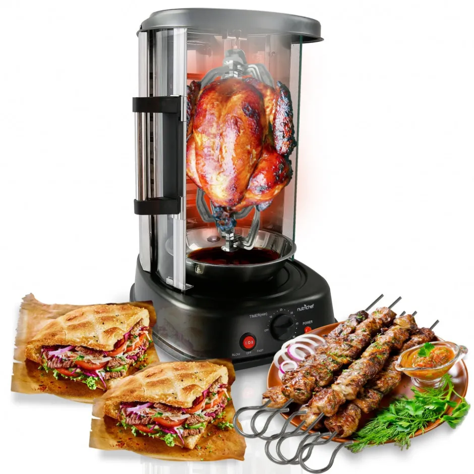 Vertical Rotisserie Oven, Energy Efficient, 1500W, Tempered Glass Door<NutriChef Hot