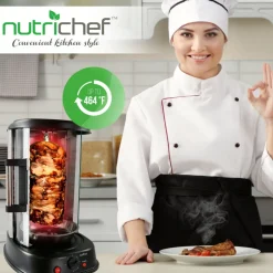 Vertical Rotisserie Oven, Energy Efficient, 1500W, Tempered Glass Door<NutriChef Hot