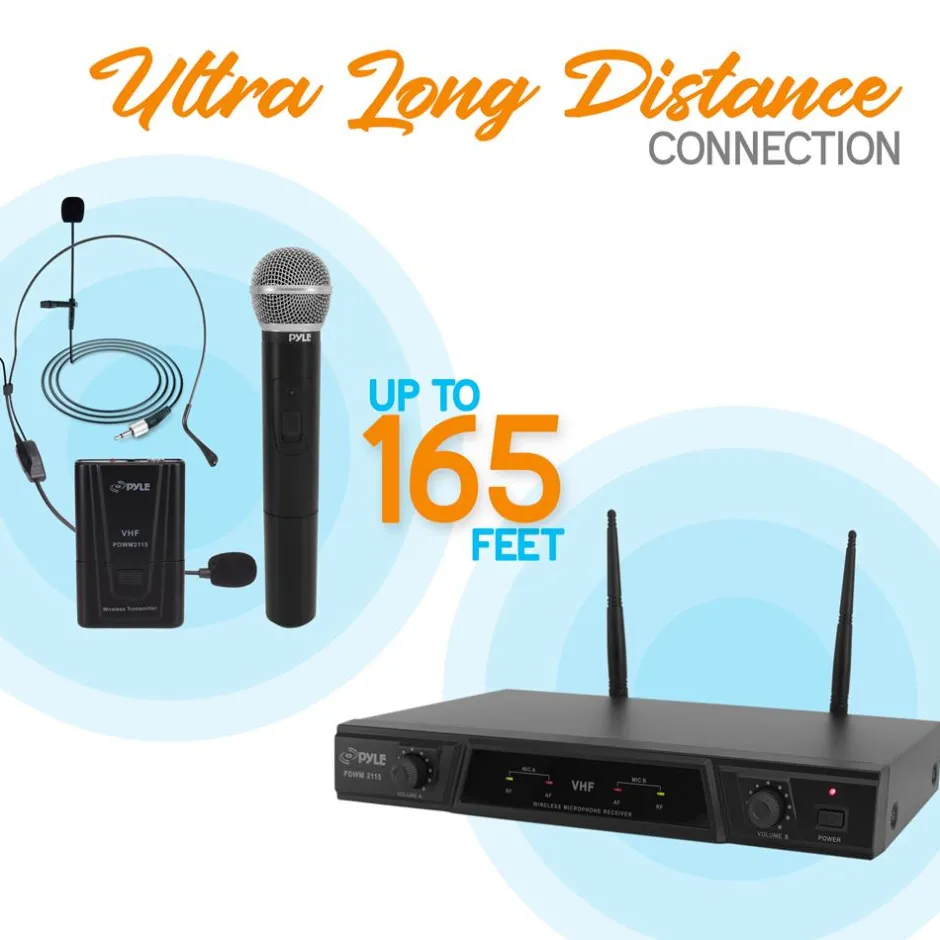 Vhf 2-Ch. Wireless Microphone System Kit<Pyle Best