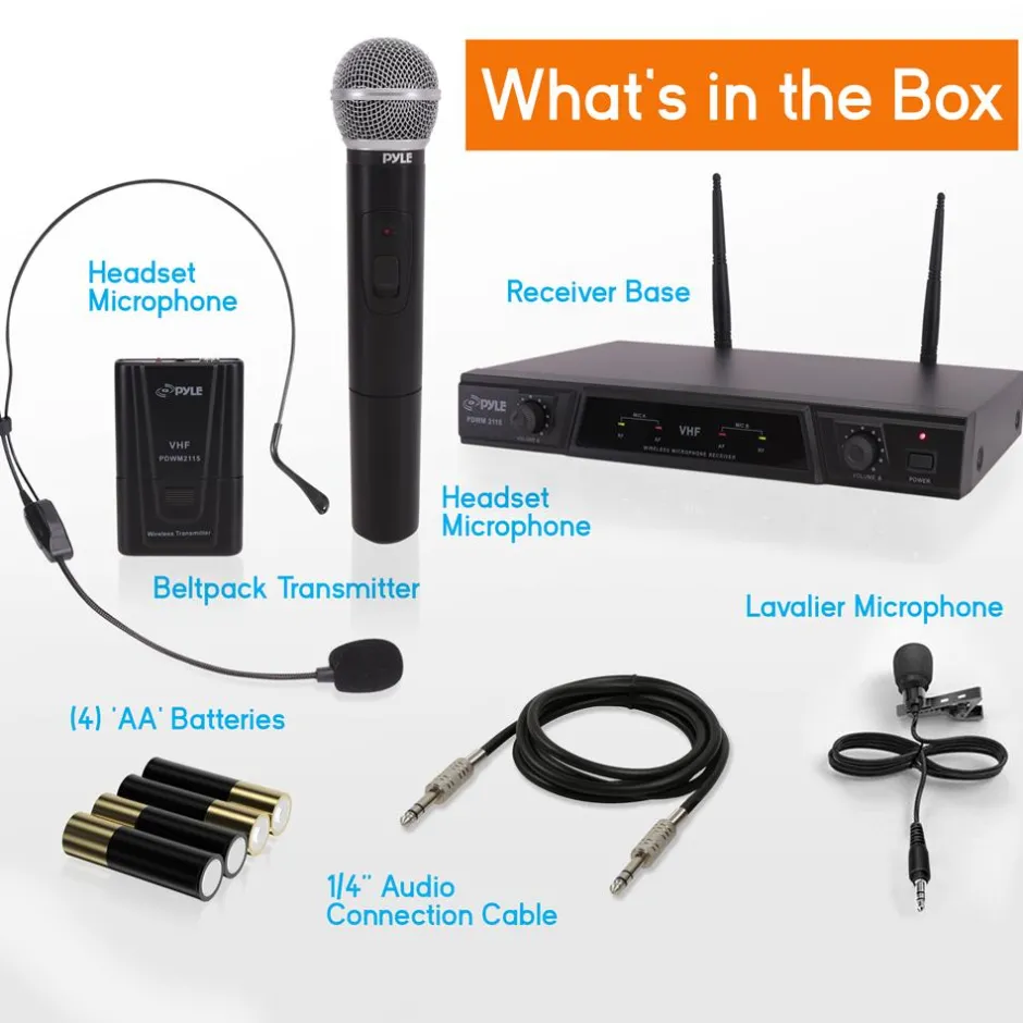 Vhf 2-Ch. Wireless Microphone System Kit<Pyle Best