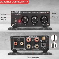 200W Bluetooth 5.0 Stereo Amplifier - Compact Mini Receiver with Bass Control<Pyle Discount