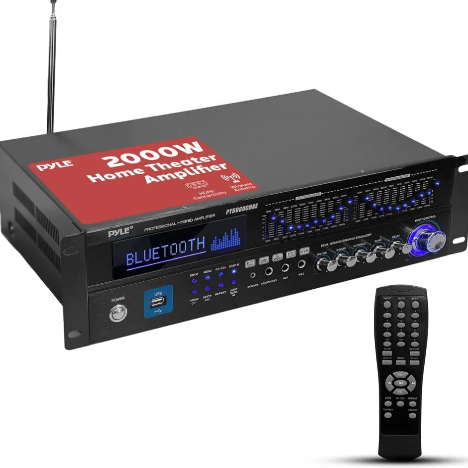 2000W Bluetooth 6-Channel Home Amplifier - Wireless Streaming, USB/AUX/RCA<Pyle Clearance