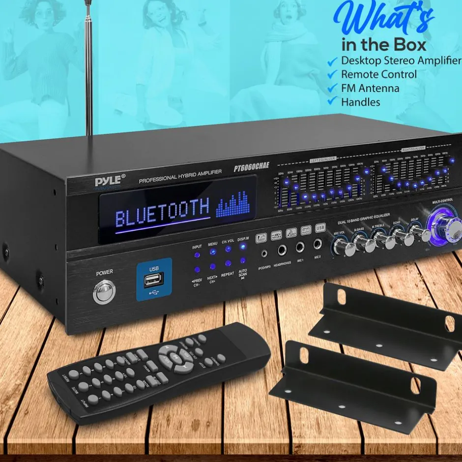 2000W Bluetooth 6-Channel Home Amplifier - Wireless Streaming, USB/AUX/RCA<Pyle Clearance
