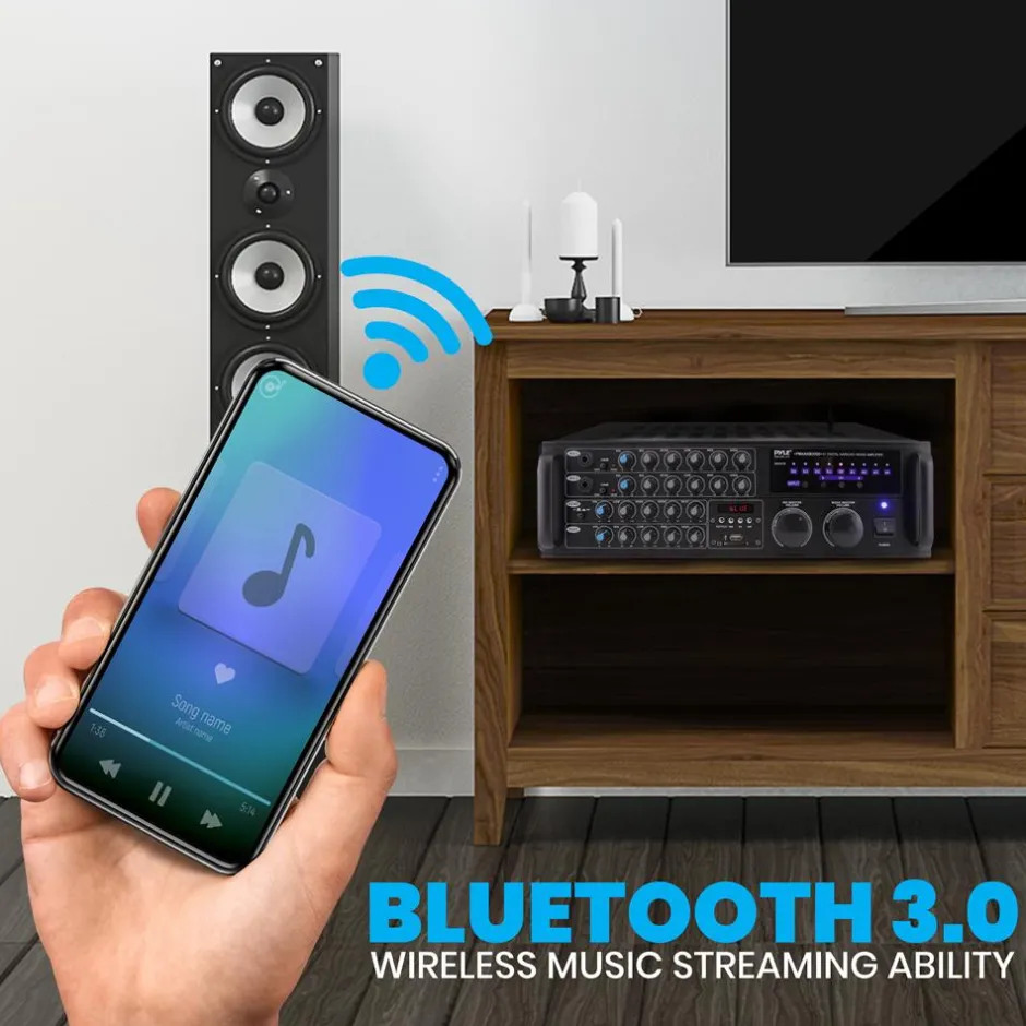 2000W Bluetooth Mixing Amplifier, Karaoke/PA, USB/SD, Rack Mountable<Pyle Clearance
