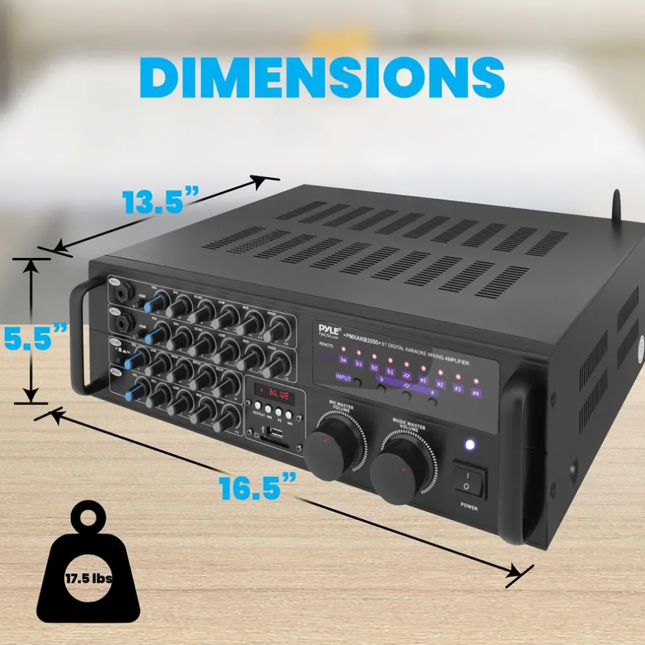 2000W Bluetooth Mixing Amplifier, Karaoke/PA, USB/SD, Rack Mountable<Pyle Clearance