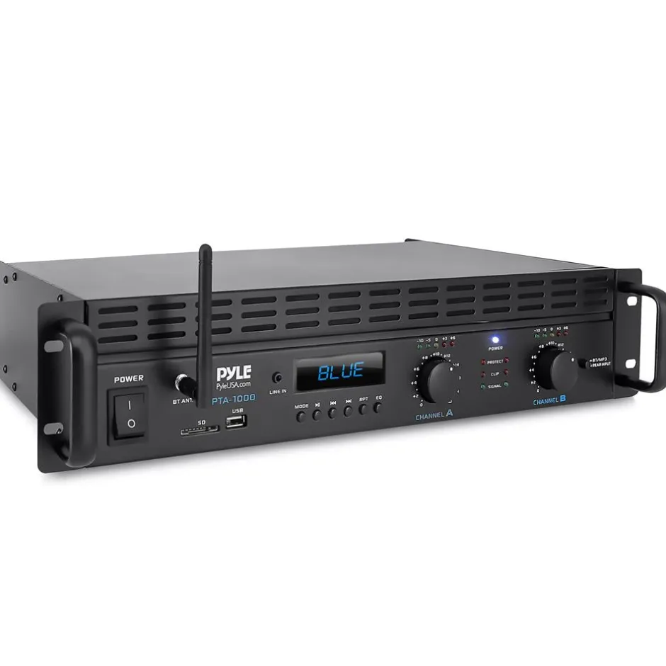 2000W Bluetooth Power Amplifier, Bridgeable, LCD Display, Rack-Mountable<Pyle