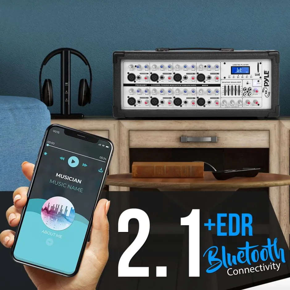 800W Bluetooth Stage Mixer - Pro Audio Sound, MP3/USB/SD, LCD Display<Pyle Clearance
