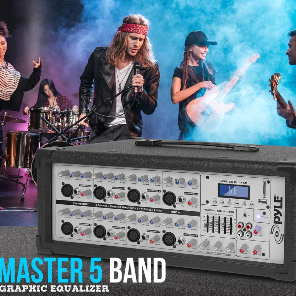 800W Bluetooth Stage Mixer - Pro Audio Sound, MP3/USB/SD, LCD Display<Pyle Clearance