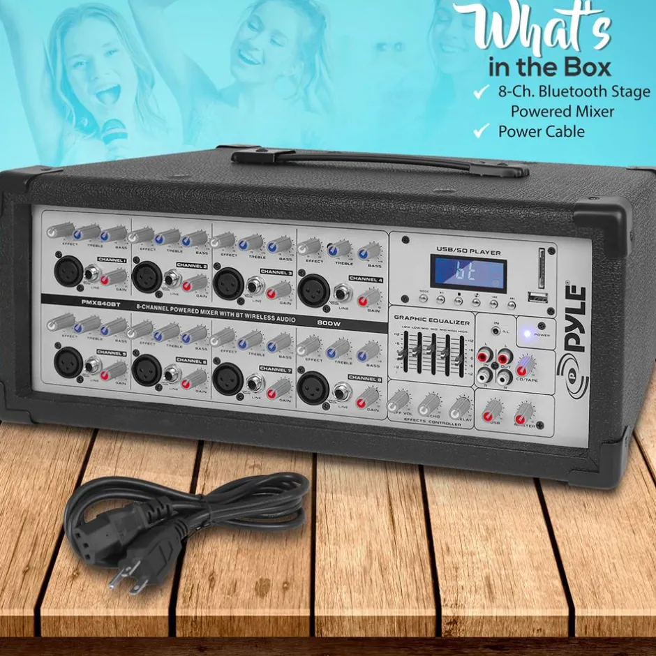 800W Bluetooth Stage Mixer - Pro Audio Sound, MP3/USB/SD, LCD Display<Pyle Clearance